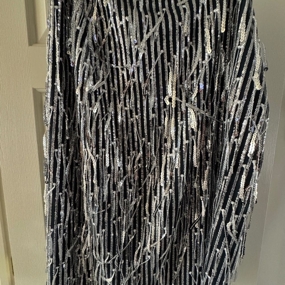 Anthropologie Maeve Silver Sequin Midi Skirt-12-NWT